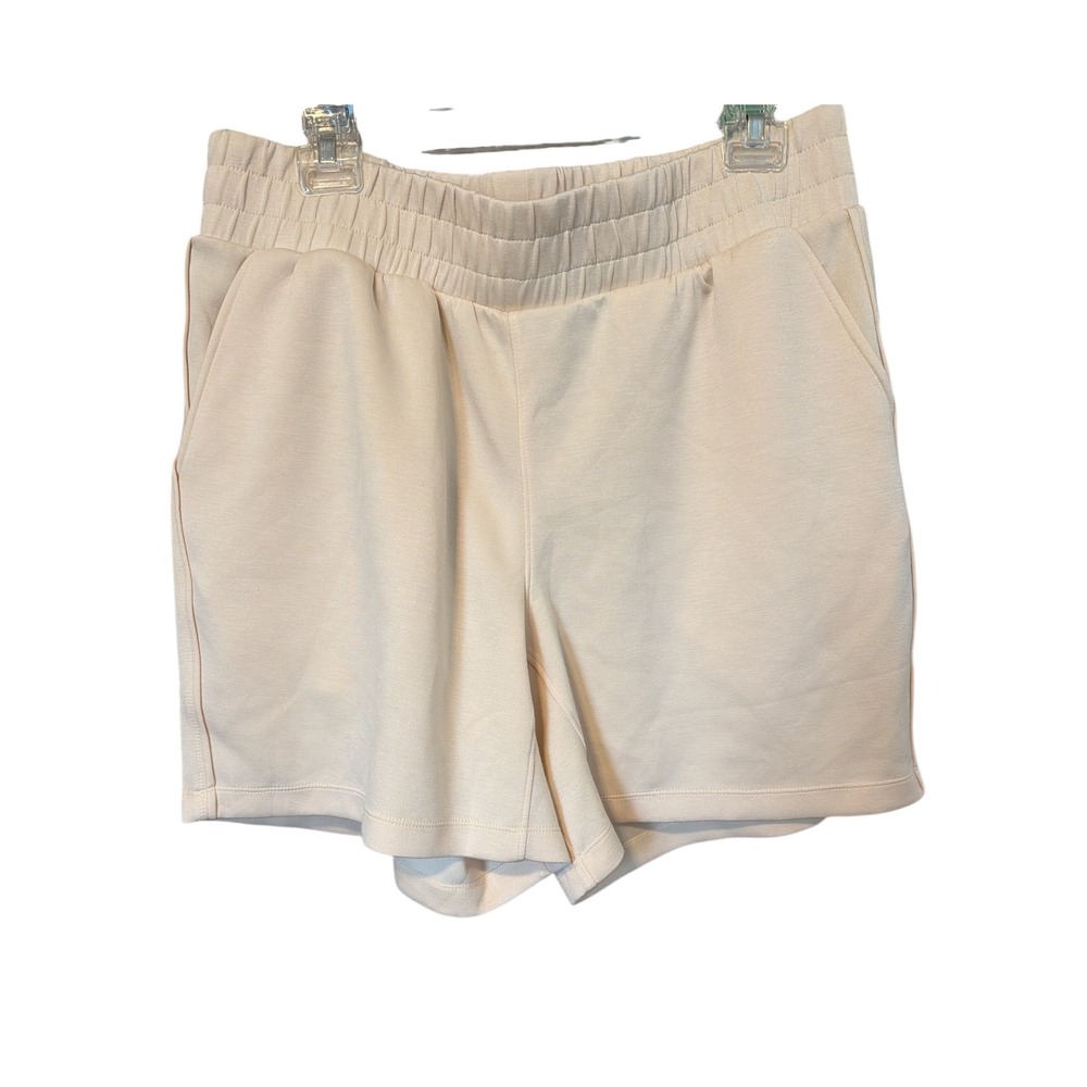 LuLaRoe Womens Cream Beige Elastic Waist Sweat Shorts Pockets Size‎ Large L